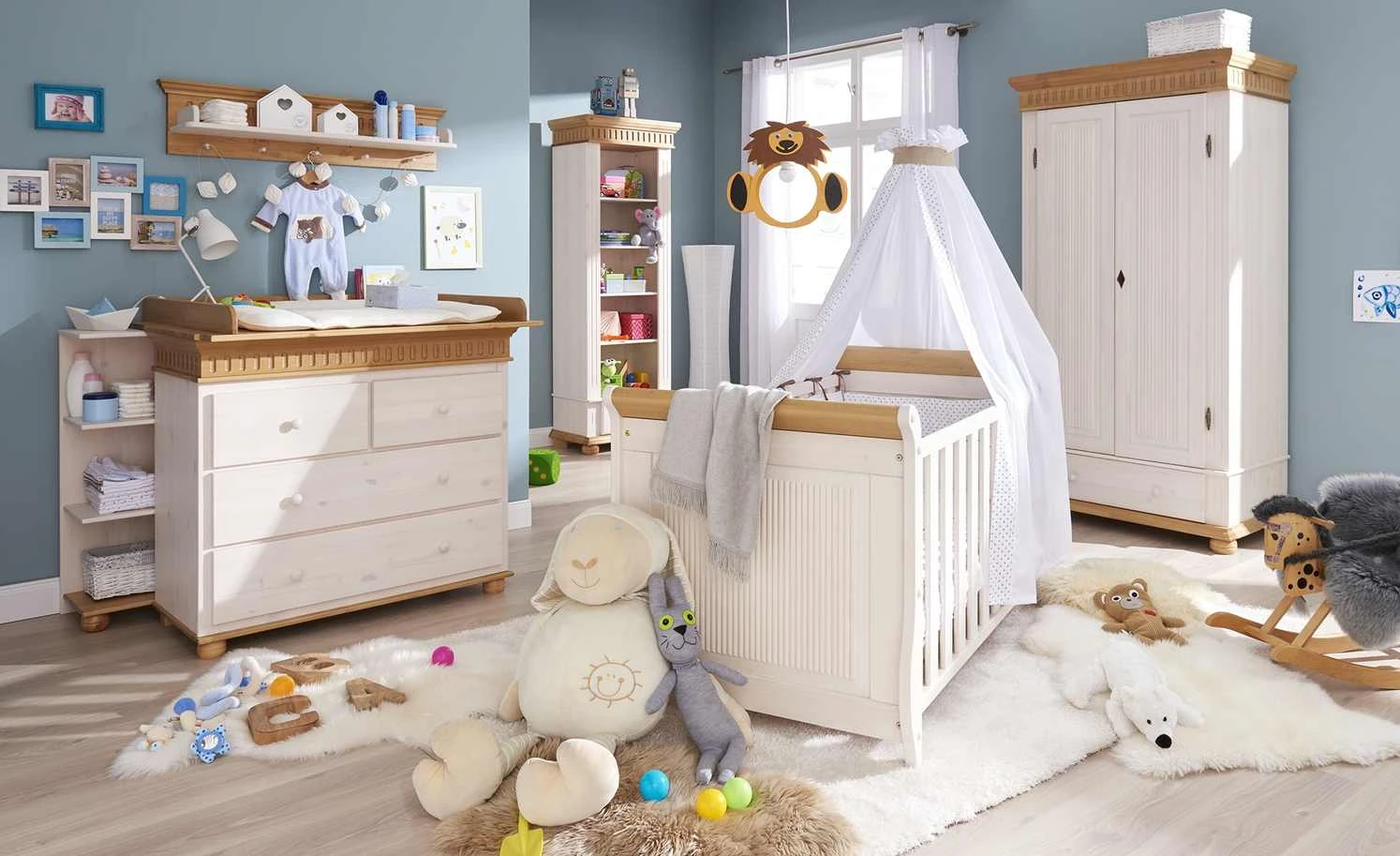 Standregal Bornholm | Kiefer Weiß / Kiefer antikfarben 3 Standregal Bornholm | Kiefer Weiß / Kiefer antikfarben