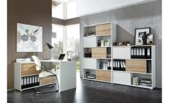 Schiebetürregal GW-Slide | Weiß / Eiche Sonoma (Nachbildung) -Deutschland Regale Verkaufs-Shop 10357103 9 201811271459