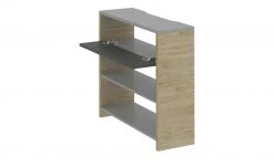 Schreibtisch-Anbauregal Holly | Mittelgrau / Hickory (Nachbildung) / Anthrazit -Deutschland Regale Verkaufs-Shop 12111968 1 202106092233