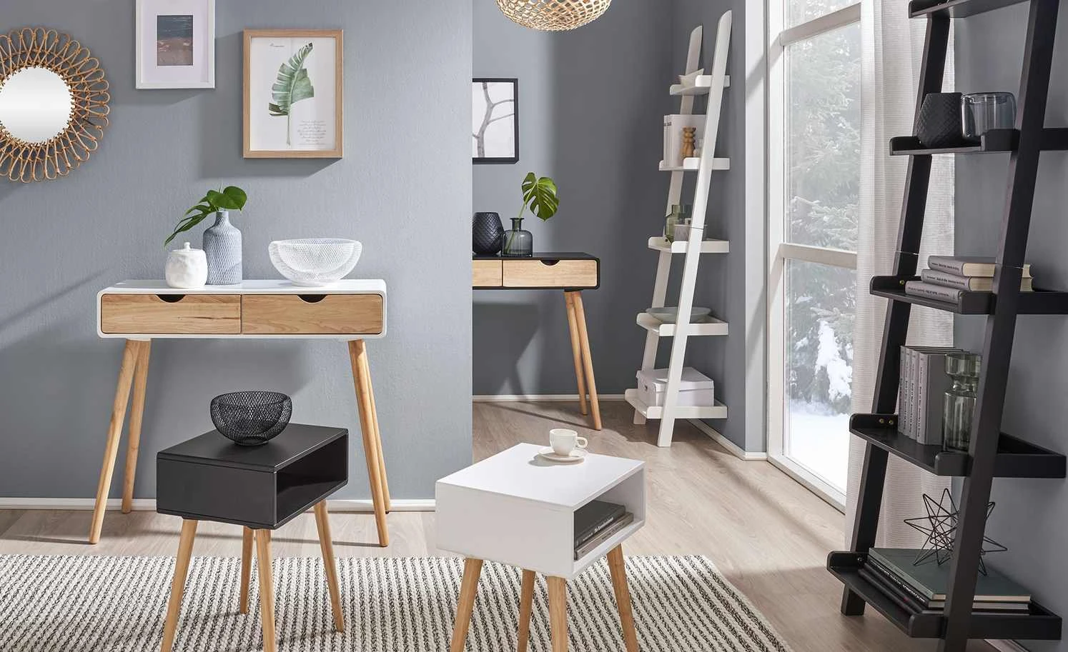 Leiterregal Kiefer massiv Tresa | Weiß 45|cm 10 Leiterregal Kiefer massiv Tresa | Weiß 45|cm – Bild 8