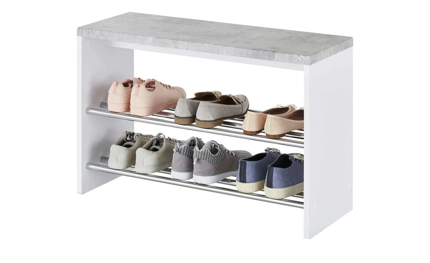 Bank mit Schuhablage Hagenow | Weiß / Beton (Nachbildung) 2|Stück 8 5 Bank mit Schuhablage Hagenow | Weiß / Beton (Nachbildung) 2|Stück 8 – Bild 3